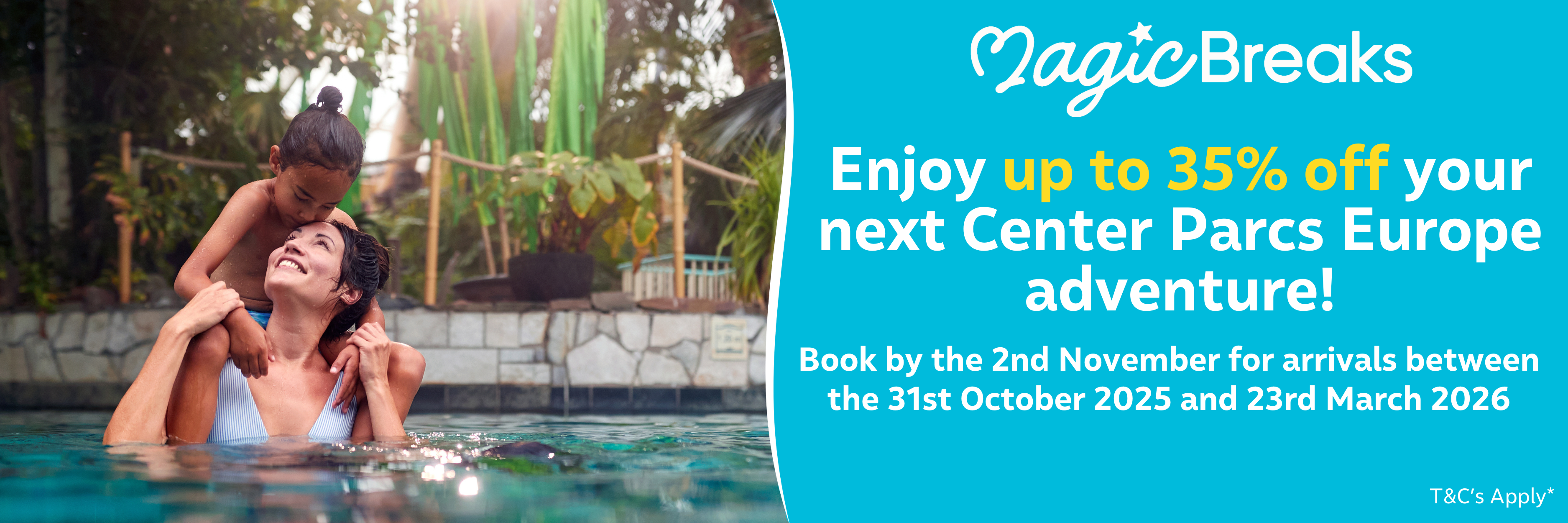 MagicBreaks  Center Parcs Europe Flash Sale carousel banner