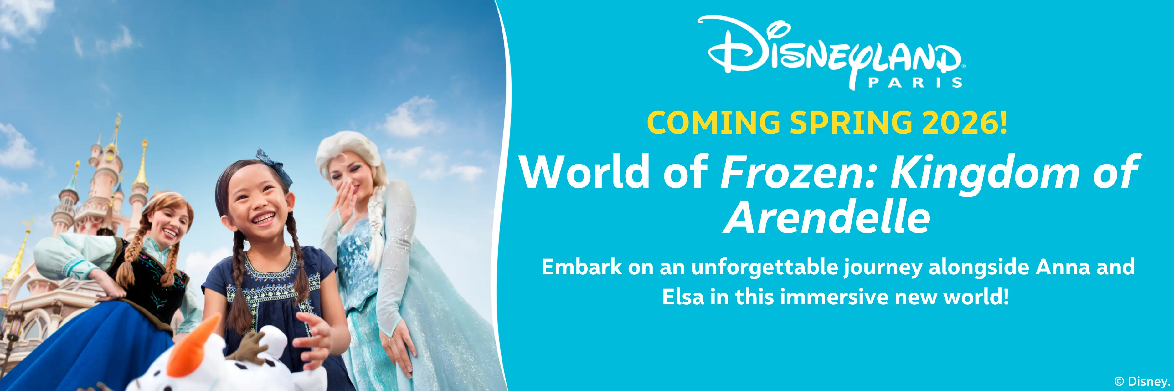 MagicBreaks World of Frozen opening Spring 2026 carousel banner