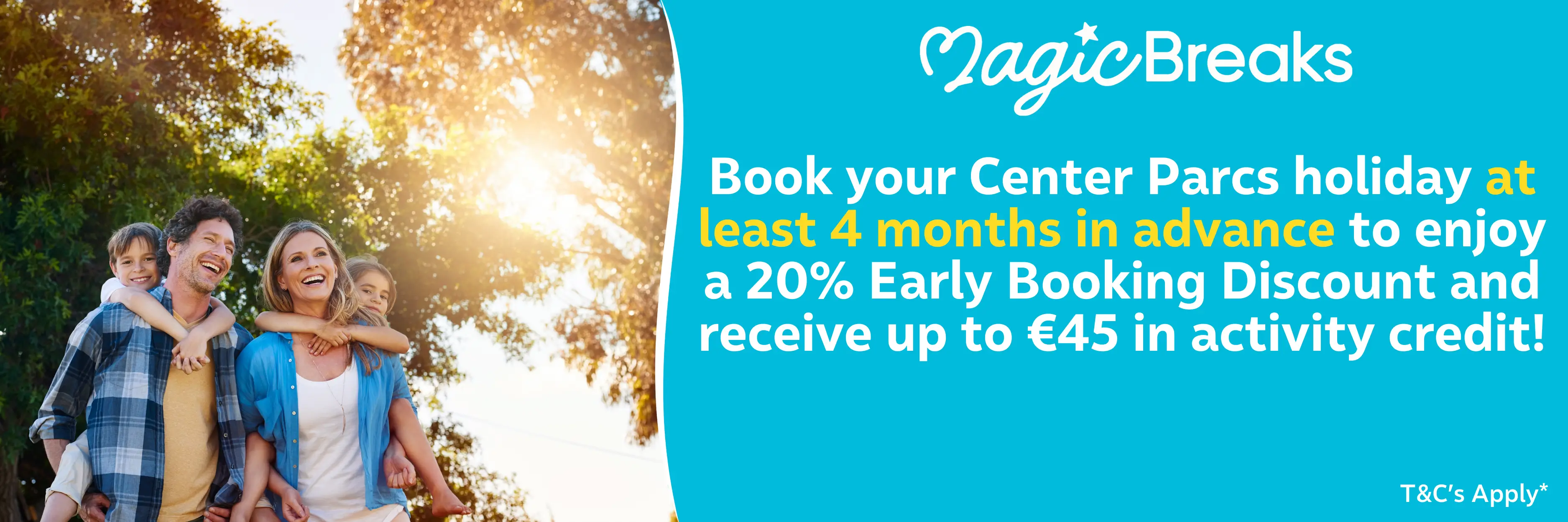 MagicBreaks Center Parcs Europe Early Booking Discount carousel banner